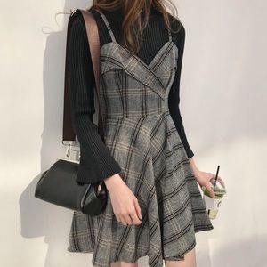 plaid spaghetti strap dress